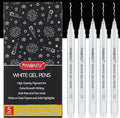 PANDAFLY White Gel Pens, 1 mm Extra Fine Point Gel Ink Pens, Opaque Archival Ink Pens for Black Paper Drawing, Sketching, Card Making, White Gel Pen for Art Highlight & Artists Drawing, 5 Pack