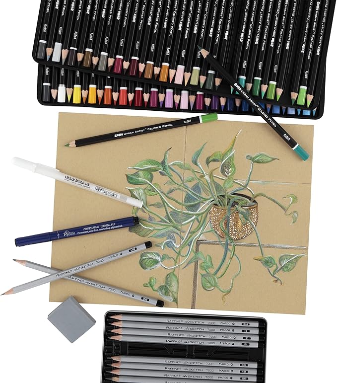 SoHo Urban Artist Open Bound Sketch Pads - Open Coptic Bound Sketch Pads for Drawing, Calligraphy, Any Dry Media, & More! - [Kraft - 11x14 - Single]