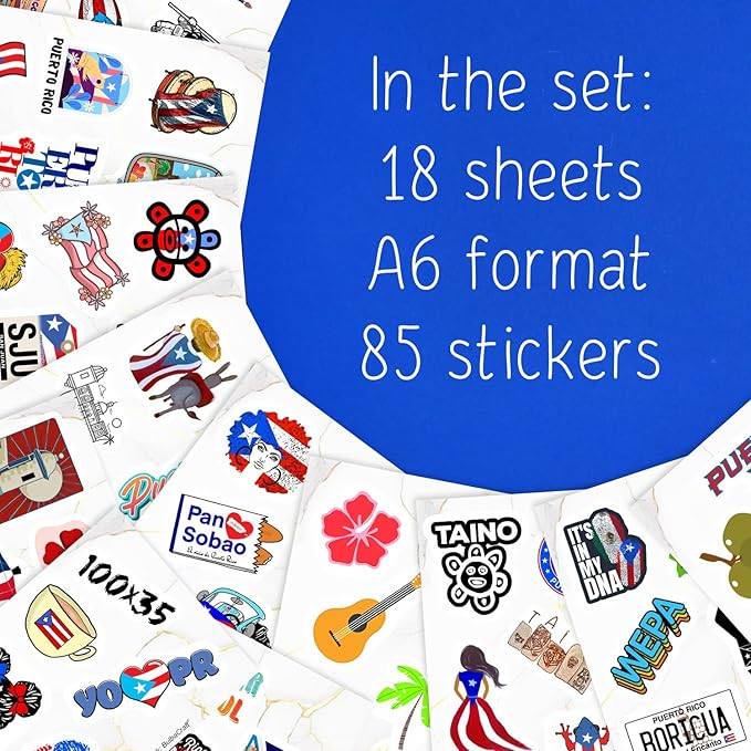 BulbaCraft Puerto Rico Stickers, Puerto Rican Stickers for Water Bottles and Laptop, Gifts for Women & Men