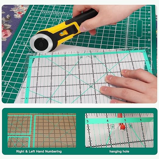 MANUFORE 4pcs Square Quilting Ruler (12.5”/ 9.5”/ 6”/ 4.5”) Sewing Acrylic Ruler Anti-Slip Metric Ruler DIY Quilting Tools with Clear Printed Lines for Precise Cutting