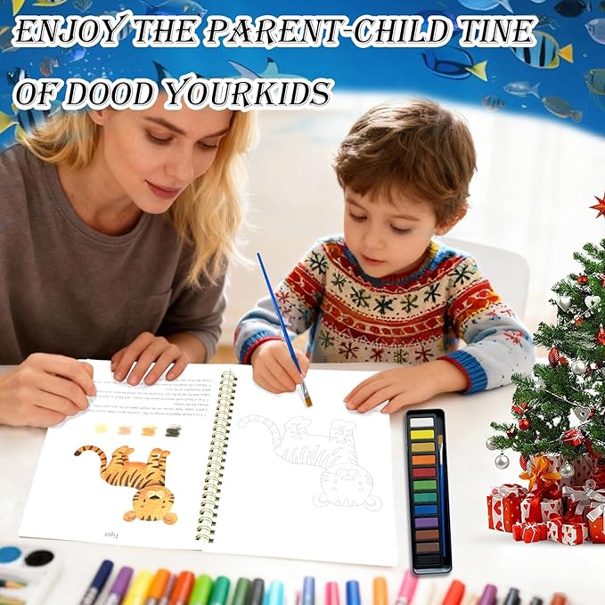 VRSHMB Beginner Watercolor Workbook with 12 Colors - Watercolor Paint Book & Art Gift for Beginners and Adults (Elephant)