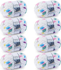 Chunky Yarn for Hand Knitting - #10 Chunky Chenille Blanket Yarn, Jumbo Big Thick Chunky Yarns for Crocheting, Tie Dye Bulky Knit Yarns, 8 Skein (25 yds 8 oz Each Skein), Rainbow & White