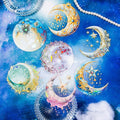 Yoksas 36Pcs Large Holographic Fantasy Moon Stickers - Waterproof Shiny Aesthetics Celestial Lunar Stickers for Scrapbooking,Junk Journals,Planner