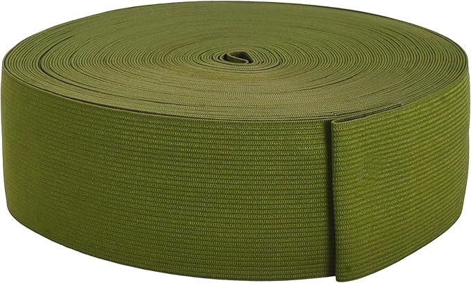 Mandala Crafts Wide 2 Inch Olive Elastic Bands Spool for Pants Waistbands Sewing and DIY Crafts, 25 YD Stretchy Flat Fabric Strap Knit Elastic Band for Wig