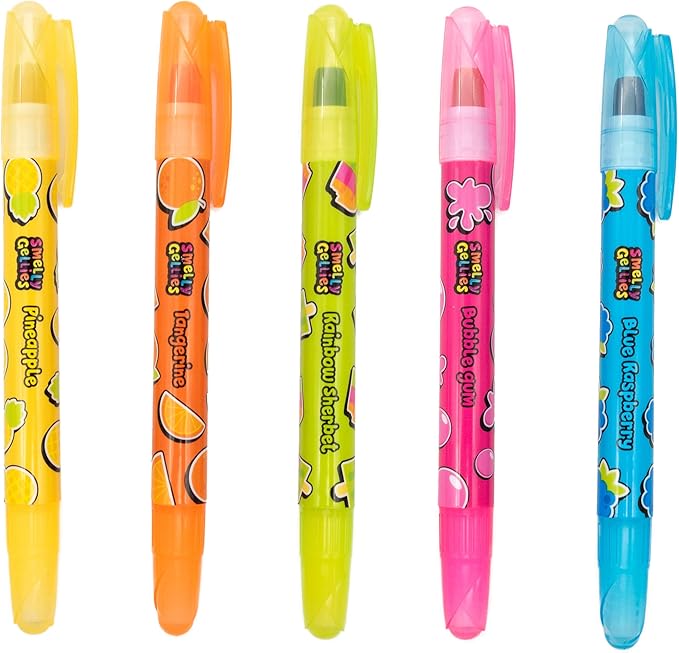 Smelly Gellies - Patented Gourmet Scented Glidewrite Gel Coloring Sticks, Crayons, Highlighters - 5 Count - Gifts for Kids