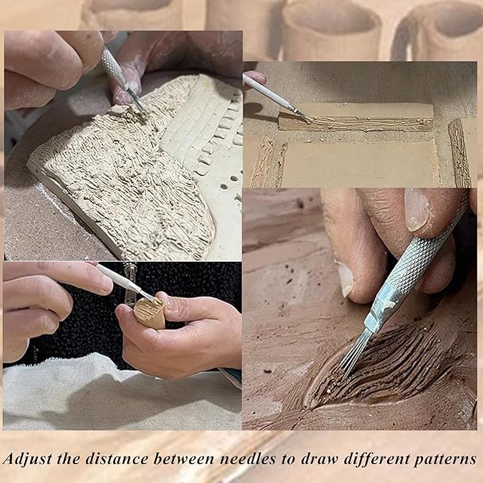 2 in 1 Clay Needle Tools Sculpting Ceramics Pottery Carving Tools for Model Clay Supplies, Ceramic & Pottery Tools Includes Sculpture Feather Pin & Detail Needle Carving Tools Sets, 2PCS, LXLVOUEG