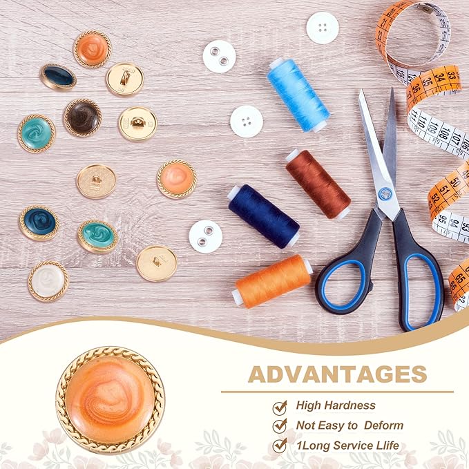 MECCANIXITY Metal Vintage Gold Button 15mm Round Metal Sewing Button Alloy Shank Replacement for Women's Suit Woolen Coat Shirt Dress Sewing Orange Pack of 10