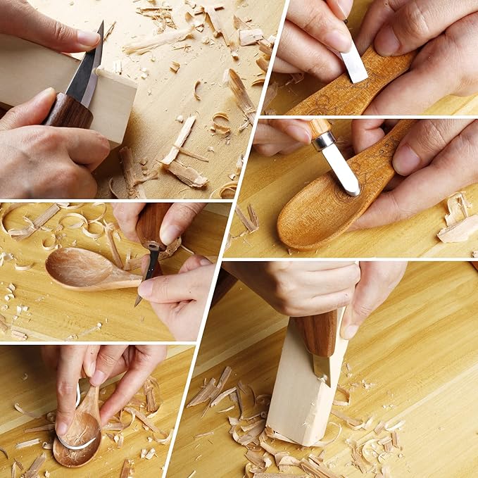 26-in-1 Wood Carving Kit with Detail Wood Carving Knife, Whittling Knife, Wood Chisel Knife, Gloves, Carving Knife Sharpener for Spoon, Bowl, Kuksa Cup (26PCS)