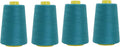 Mandala Crafts 4 Pack of Serger Threads Cones Spools - 20S/2 24000 Yards Polyester Teal Threads for Sergers Machine and Overlock Quilting Sewing Machine