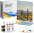 Painting4Real DIY Art Painting Kit for Adults – Learn to Paint Cactus Horizon with Video Tutorials – 9 Pieces Acrylic Paint Set for Adults –Perfect Christmas Crafts & Holiday Gifts for Art Lovers