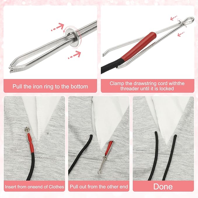 uxcell 2pcs 53inch Drawstring Cords Replacement Drawstring Hoodie String Sewing Tool with Easy Threader for Hoodie Sweatpants Jackets Pants Hats Coats Bags, Apricot