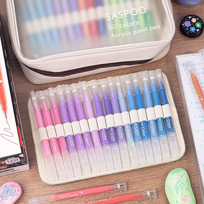 SASPOO Acrylic Gel Pens for Drawing,Colors Gel Paint Pens Ultra Fine ST Point 1.0, Set of Acrylic Marker Pens Color Ink for Journaling, Crafts Art Supplies (80)