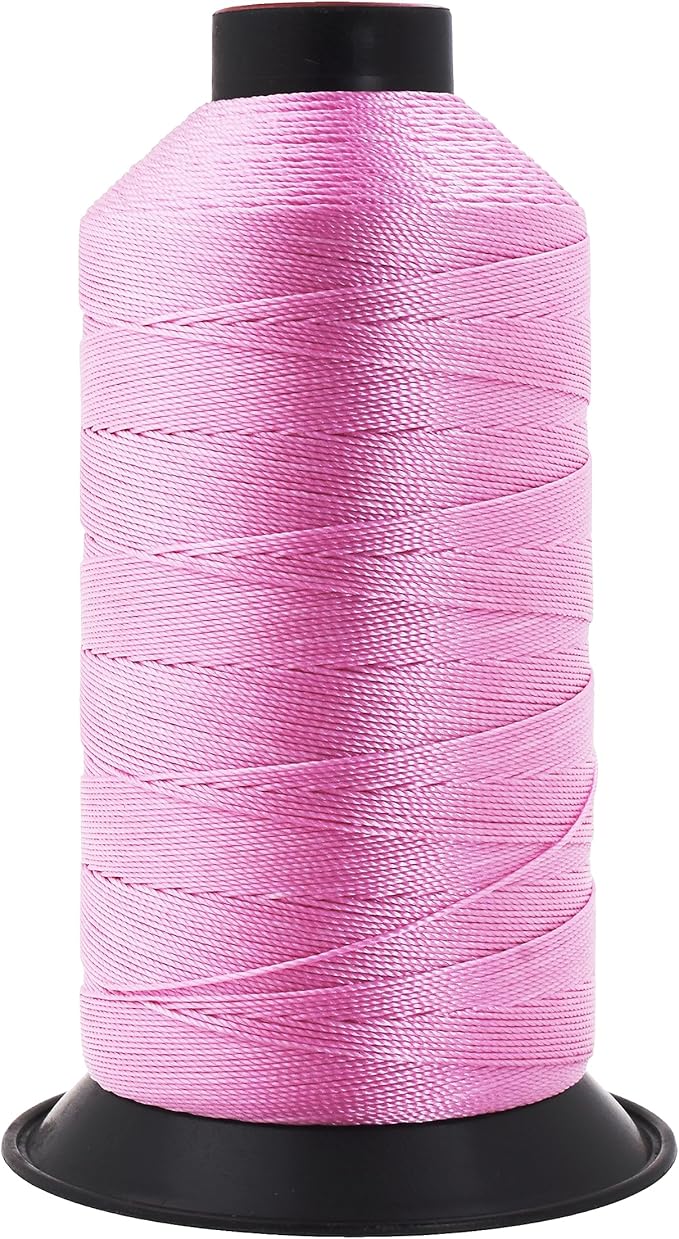 Mandala Crafts Size 207 630D T210 Bonded Nylon Thread - Pink 800 YDs Tex 210 Heavy Duty Sewing Threads for Leather, Jeans, Weaving, Outdoor Marine Upholstery