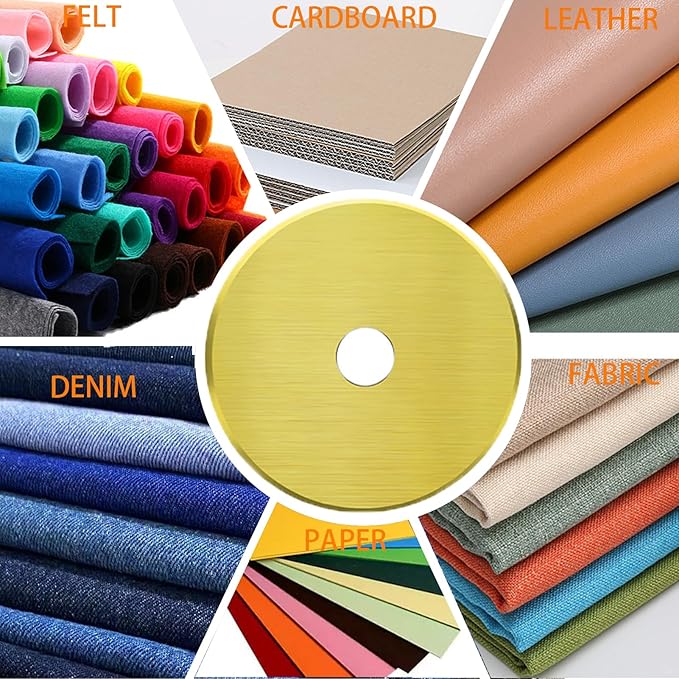 Rotary Cutter Blades, 60mm Replacement Blades 5-Pack, Fits Fiskars,OLFA,Martelli,Dremel,Truecut,DAFA,Fabric Cutting Blades Refill for Quilting Scrapbooking Sewing Arts &Crafts, SKS-7,(Titanium Coated)