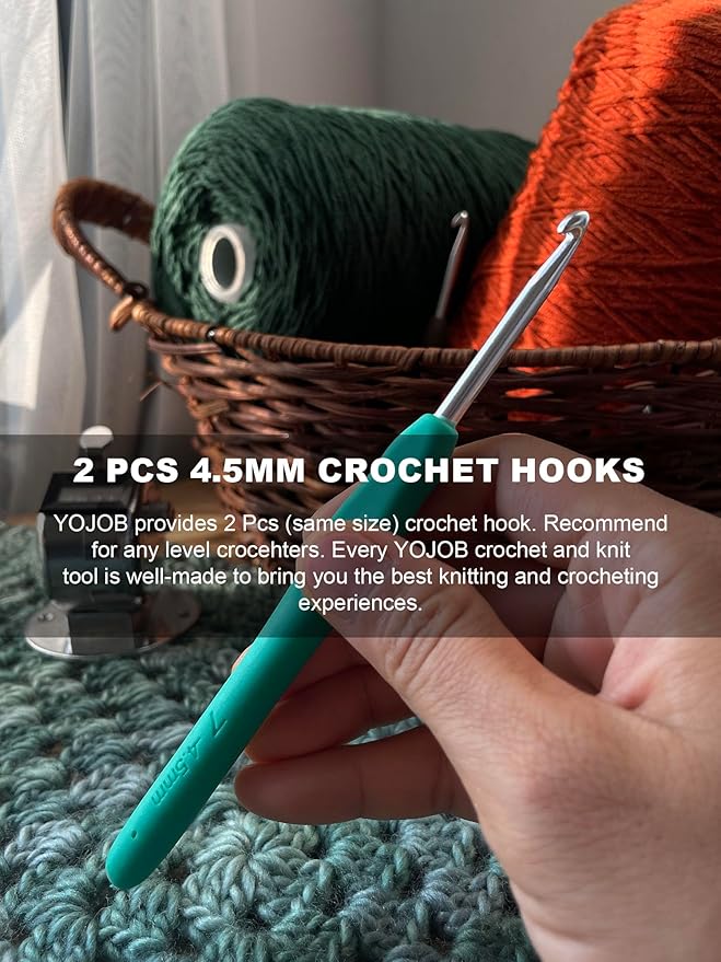 2Pcs 4.5mm Crochet Hooks, Ergonomic Crochet Hook for Arthritis and Beginners, Extra Long, Smooth, Comfortable (7/4.5mm)