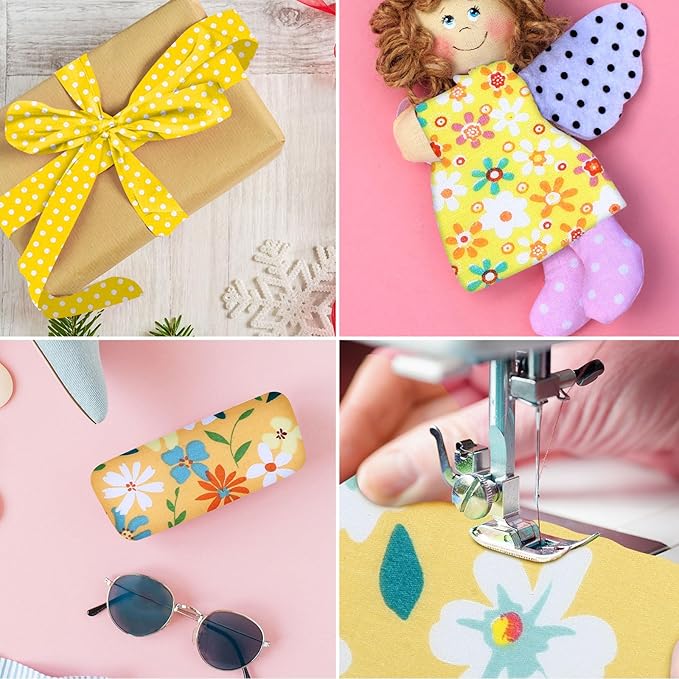 Ganeen 100 Pcs Yellow Floral Quilting Fabric Roll 2. 56 Inch Fabric Squares Jelly Patchwork Precut Strips Bundles for Holiday Materials Craft DIY Sewing Cloths