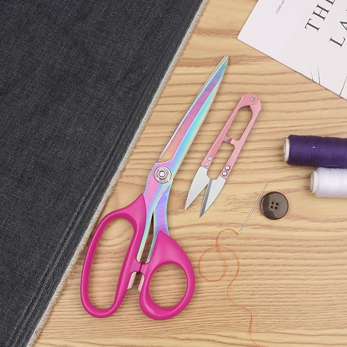 Left-Handed Fabric Scissors for Cutting Fabric, Garments, Textiles, 23cm Tailor's Scissors, Thread Cutter, Set of 2