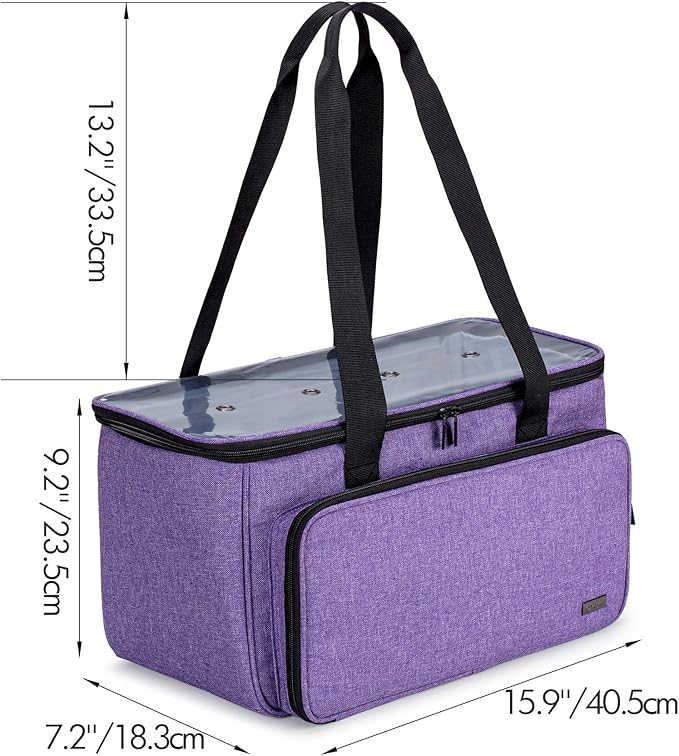 Yarwo Knitting Yarn Bag, Crochet Tote with Pocket for WIP projects, Knitting Needles(Up to 14”) and Skeins of Yarn, Christmas & New Beginnings Gifts for Women, Purple (Bag Only)