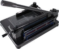 Heavy Duty Guillotine Paper Cutter - 400 Sheets Capacity, A4 12" Stack Paper Trimmer, Steel Base, Black