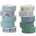 YUBX Boho Washi Tape Set 10 Rolls Cute Masking Graphic Floral Pattern Decorative Tapes for Arts, DIY Crafts, Journals, Planners, Scrapbook, Wrapping (Cool)