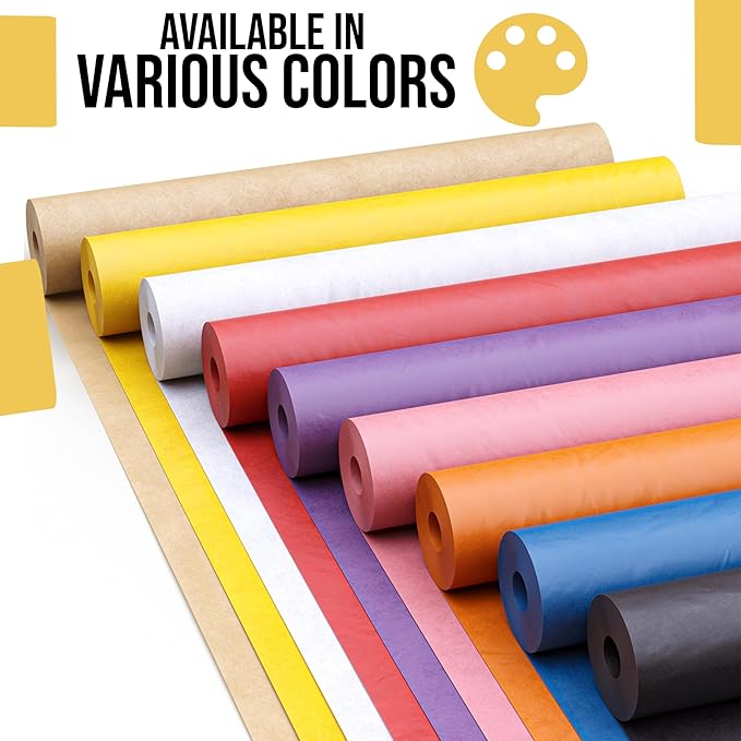 Natural Kraft Paper 17.75" X 1320" (110' Ft) - Brown Colored Roll - Wrapping & Shipping Paper - Perfect for Crafts & Packing by Crown Display