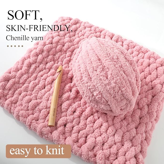 Chunky Yarn for Hand Knitting, No7 Thick Yarn, 250Grams 32Yards, Pack of 4, Perfect for Knitters and Crafters (Skin Powder)