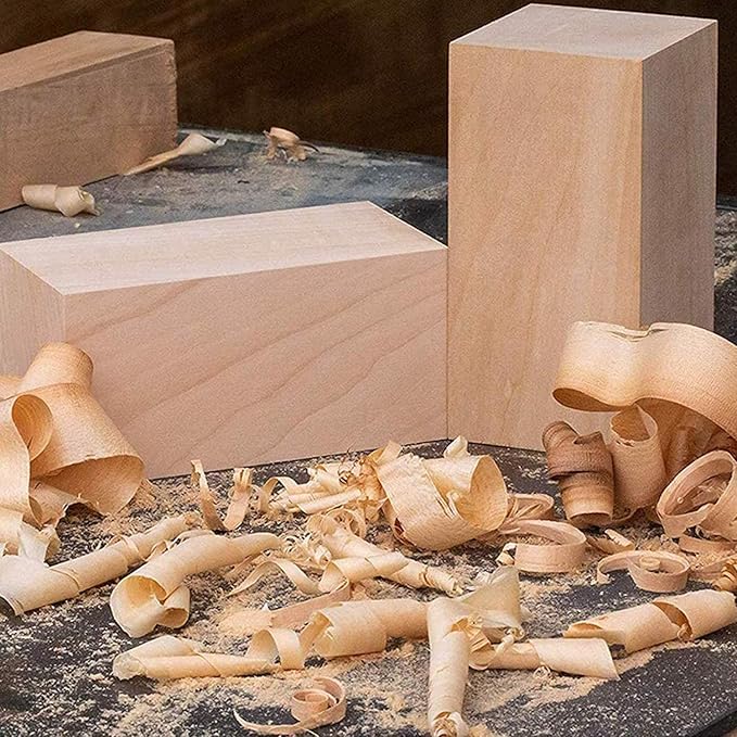 4 Inch Wood for Carving, 4 PCS Unfinished Wood Craft Cubes, Rectangular Wooden Blocks for DIY Carving, Large Unfinished Whittling Wood Blank Blocks for Kids or Adults (4×2×2Inch)