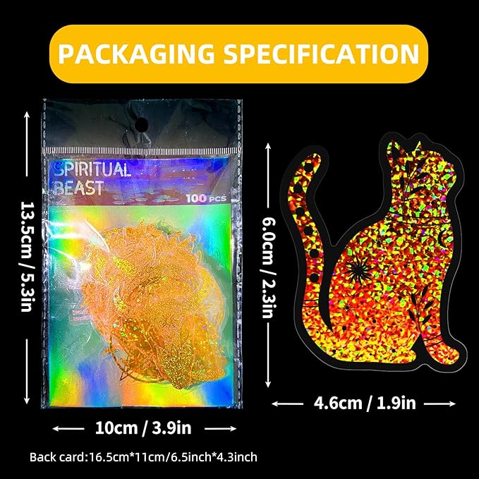 Yoksas 100Pcs Golden Holographic Glitter Magical Astrology Witch Stickers - Transparent Shiny Witchy Stickers for Scrapbooking,Water Bottles,Laptops,Journals
