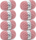 Chunky Yarn for Hand Knitting - #10 Chunky Chenille Yarn, Jumbo Big Thick Chunky Yarns for Crocheting, Super Bulky Chunky Knit Blanket Yarns, 8 Skein (25 yds 8 oz Each Skein), Dusty Pink