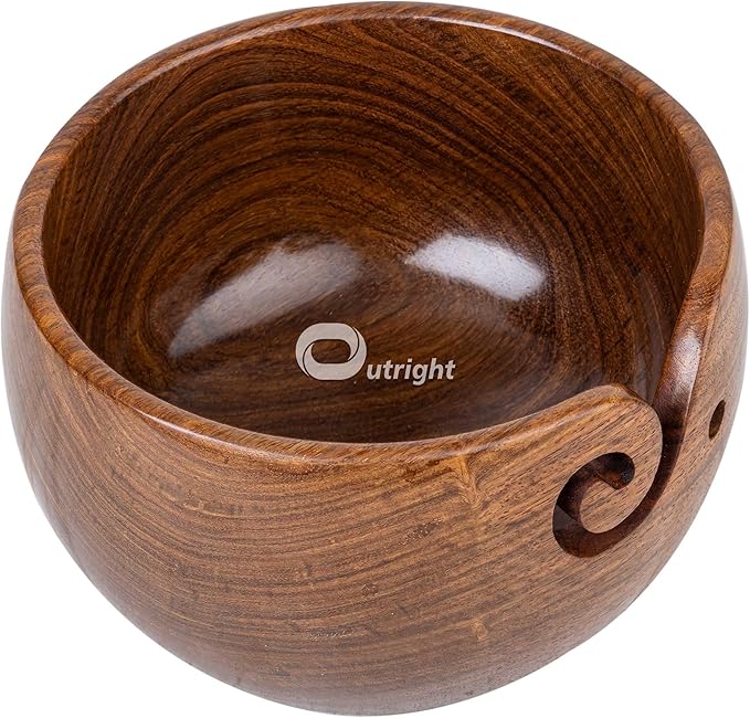 Outright Crochet Accessories Wooden Yarn Bowl Large Yarn Bowl for Knitting Crochet Bowl Yarn Storage Holder Yarn Bowls for Crocheting Yarn Bowl Cute Perfect Christmas Gifts For Women Crocheter
