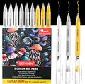 Gold Silver White Gel Pens - 0.6/0.8/1.0mm Extra Fine Point Opaque Archival Ink Pen Set for Black Paper Art, Holiday Gifts & Bullet Journaling - 9 Pack Gel Pens for Artists, Card Making Sketching