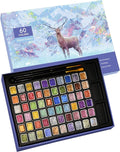 Mini Shimmer Watercolor Paint Set, 60 Colors Glitter Metallic Watercolour Painting Sets, Solid Pearl Water Color Paints for Artists, Amateur Hobbyists and Painting (60 Colours)