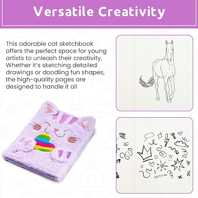 VOTUM Sketch Book: Personalized Artist Sketchbook: Sketching, Drawing and Creative Doodling. Notebook and Sketchbook to Draw and Journal with Stickers and Pens (Cat)