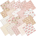 20 Pcs 10''x10'' Vintage Rose Quilting Fabric Square Bundle Retro Floral Precuts Quiltted Fabric Pink and White Printed Patchwork Material Supplies for Holiday Patchwork DIY Sewing Crafts