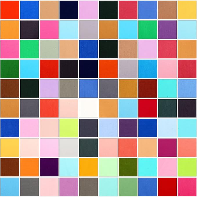 Tudomro 300 Pcs 4 x 4 Inches Solid Cotton Quilting Fabric Bundles Precut Fat Squares Sewing 100 Colors for Beginners DIY Sewing Patchwork Scrapbooking Craft