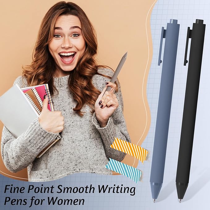 Crtiin 50 Pcs Gel Ink Pens Bulk, Black Ink 0.5mm Fine Point Retractable Pen Smooth Writing Office Supplies for Teacher Server Nurse Christmas Charity Donation Valentine (Morandi Colors)
