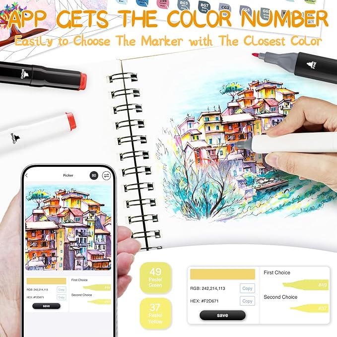 320 Colors Alcohol Markers with APP, Dual Tip Art Marker for Adults Coloring Books, Alcohol Based Illustration Markers Set for Adult Artist Drawing Sketching Painting Lettering Cards