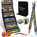 72 Colors Acrylic Paint Markers,Dual Tip Acrylic Paint Pens,Includes 12 Metallic Brush Tip Fine Tip Markers For Rock Painting,Plastic,Canvas And Diy Crafts Art Supplies