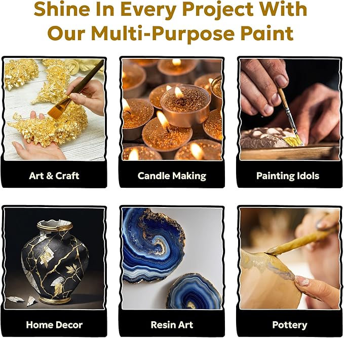 GRANOTONE Acrylic Venezia Metallic Gold Paint 1.69 fl oz Shimmering Non Fading 50 ml Colour Rich Pigments Non Toxic for Kids Artists and Beginners Made in India