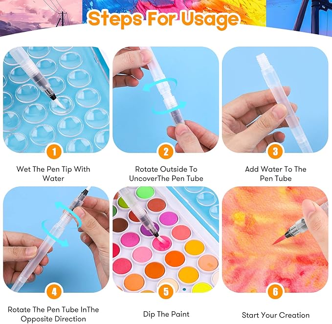 Taotree Valentines Day Gifts for Kids Adults, Easter Basket Stuffers, 48 Colors Watercolor Paint Set, Art Supplies Drawing Kit Painting Supplies Brush, Christmas Gifts for Adults Artist Painting