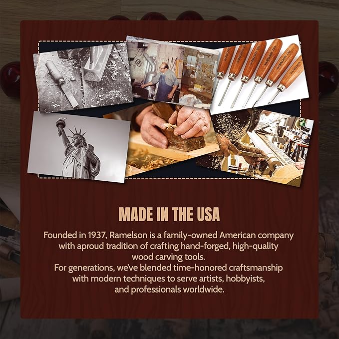UJ Ramelson Wood Carving Tools Palm Set for Woodworking, Fine Miniature Detail, Stamp Making, Tile Etching, Mini Chisel and Gouge, 5 Pieces