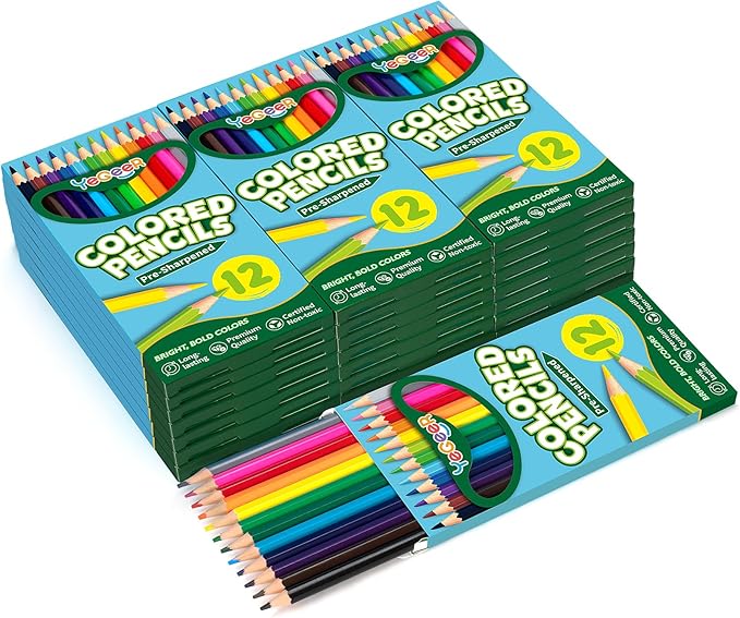 216 Count Colored Pencils Bulk, 12 Assorted Colors, 18 Packs Pre-sharpened Coloring Pencils Set for Kids and Adult, Teachers Essential Classroom Prizes, Back to School Supplies (18)