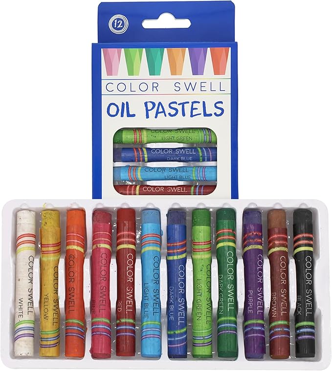 Color Swell Bulk 18 Packs - 12 Oil Pastels per Pack (216 Total) with Round Tips