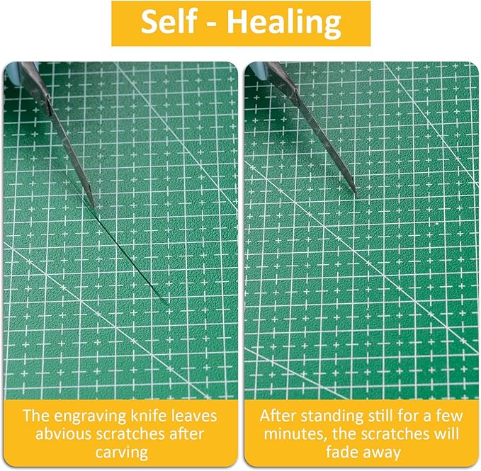 2 Pcs Large Cutting Mat Self Healing,Double Sided,Grid Line And Angles Help To Cut Precisely,Craft Mats for Scrapbooking, Quilting, Sewing and All Arts,Non Slip & Easy Clean ((A3 & A4 Green)