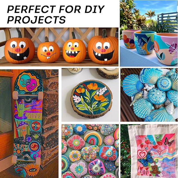 60 Colors Acrylic Paint Markers, Dual Tip Acrylic Paint Pens for Rock Painting Halloween Decor Pumpkin Wood Canvas Plastic Metal And Stone,DIY Crafts Making Art Supplies Christmas Gift