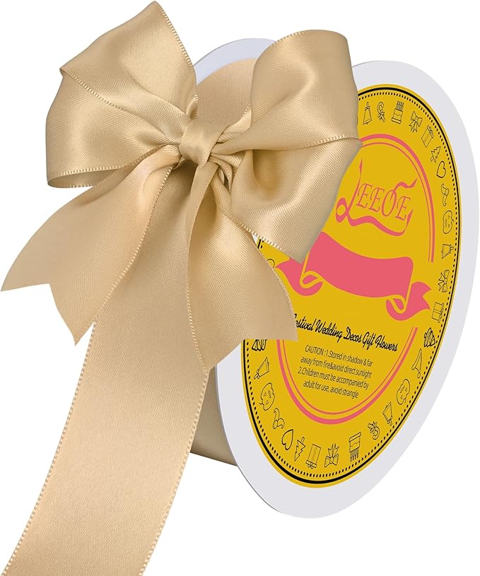 Double Face Gold Satin Ribbon 1-1/2 inch X50Yards Polyester Gold Ribbon for Gift Wrapping Very Suitable for Weddings Party Hair Bow Invitation Decorations and More