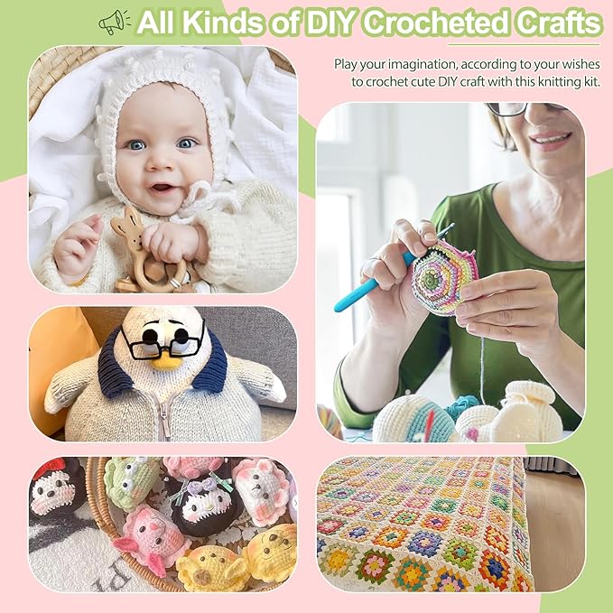 Katech Crochet Hooks Set with Crochet Case, 73 pcs Knitting Accessories Ergonomic Crochet Hook for Making Bag, Glovers, Sock, Colorful Soft Handle Knitting Needles Kits DIY Hand Tool