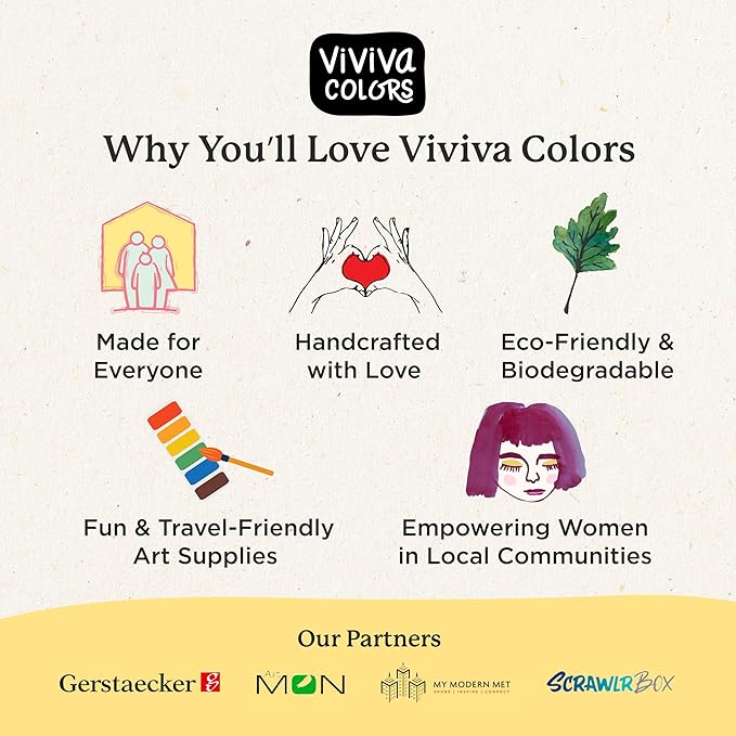 Viviva Colors Travel Watercolor Paint Set - Spring 16 Watercolor Paints for Adults, Beginners, Artists, Hobbyists - Lightfast, Vibrant, Handmade & Portable Watercolor Kit with Mixing Palette