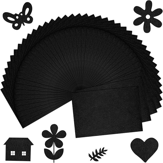 40 Pcs Black Soft Felt Fabric Sheet 8" x 12" Assorted Color Felt Fabric Sheets for Crafts DIY Handcraft Sewing Squares Patchwork Nonwoven