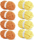 HOMBYS 8 Pack Assorted Chunky Yarn for Crocheting,Super Bulky Large Soft Fluffy Yarn,Plush Fuzzy Yarn,Thick Chenille Yarn for Hand Knitting/Arm Knitting,4 Buttercup,4 Orange(27yds,8 oz Each Skein)